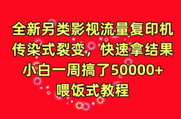 全新另类影视流量复印机，传染式裂变，快速拿结果，小白一周搞了50000+，喂饭式教程【揭秘】-东升网创