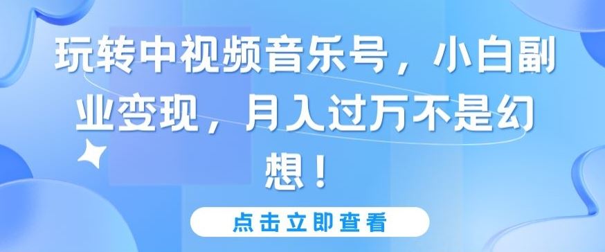 玩转中视频音乐号，小白副业变现，月入过万不是幻想【揭秘】-东升网创