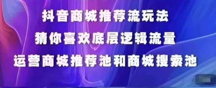 抖音商城运营课程，猜你喜欢入池商城搜索商城推荐人群标签覆盖-东升网创