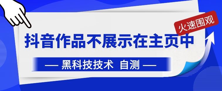抖音黑科技：抖音作品不展示在主页中【揭秘】-东升网创