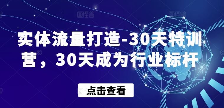实体流量打造-30天特训营，30天成为行业标杆-东升网创