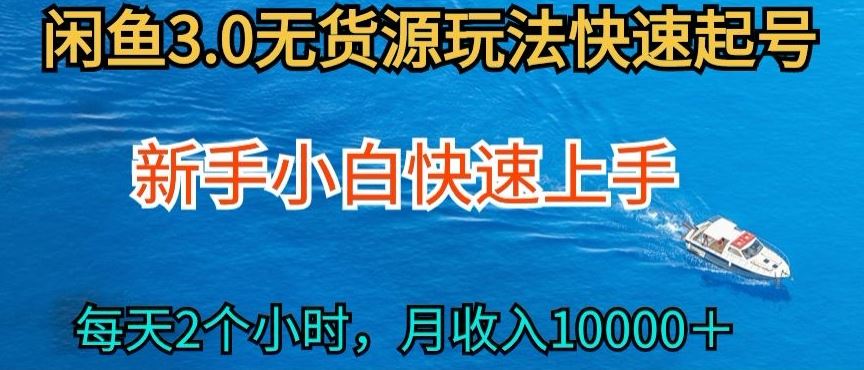 2024最新闲鱼无货源玩法，从0开始小白快手上手，每天2小时月收入过万【揭秘】-东升网创