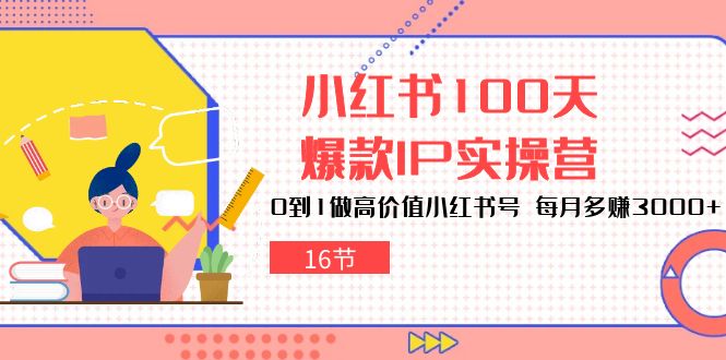 小红书100天爆款IP实操营，0到1做高价值小红书号，每月多赚3000+（16节）-东升网创