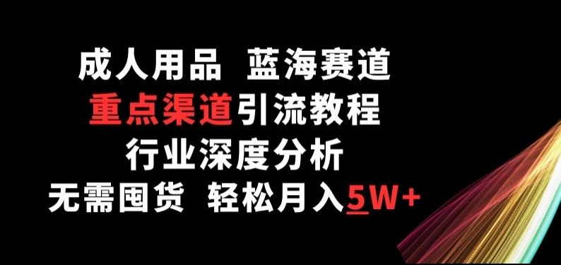 成人用品，蓝海赛道，重点渠道引流教程，行业深度分析，无需囤货，轻松月入5W+【揭秘】-东升网创
