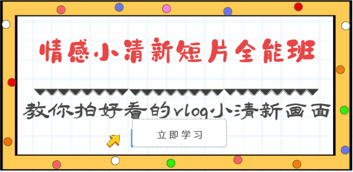 情感小清新短片全能班-教你拍好看的vlog小清新画面（30节课）-东升网创