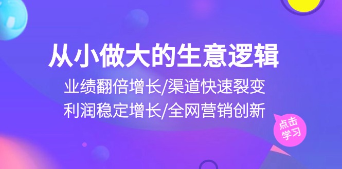 从小做大生意逻辑：业绩翻倍增长/渠道快速裂变/利润稳定增长/全网营销创新-东升网创