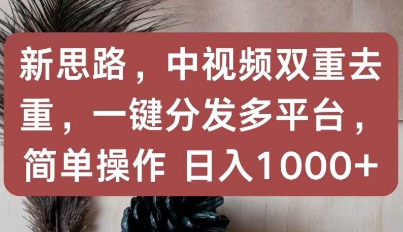 新思路，中视频双重去重，一键分发多平台，简单操作，日入1000+【揭秘】-东升网创
