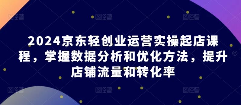 2024京东轻创业运营实操起店课程，掌握数据分析和优化方法，提升店铺流量和转化率-东升网创