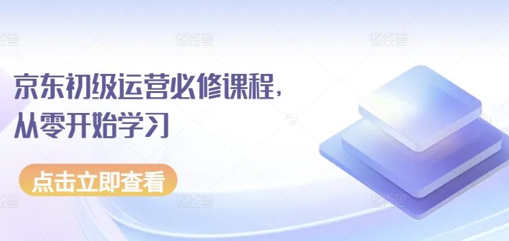 京东初级运营必修课程，从零开始学习-东升网创