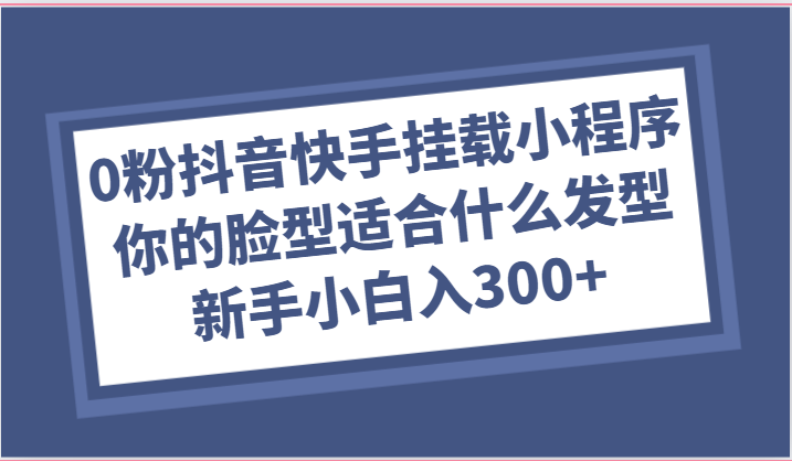 0粉抖音快手挂载小程序，你的脸型适合什么发型玩法，新手小白日入300+-东升网创