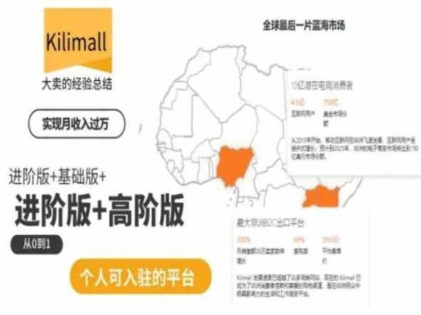 kilimall非洲电商培训，基础版+进阶版+高阶版，从0到1个人可入驻的平台-东升网创