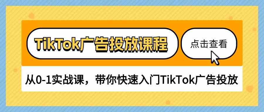 TikTok广告投放课程，从0-1实战课，带你快速入门TikTok广告投放（30节课）-东升网创