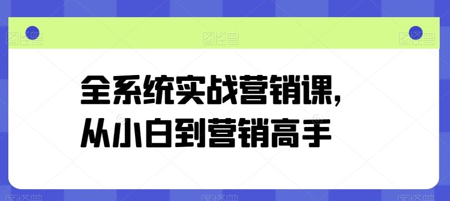 全系统实战营销课，从小白到营销高手-东升网创