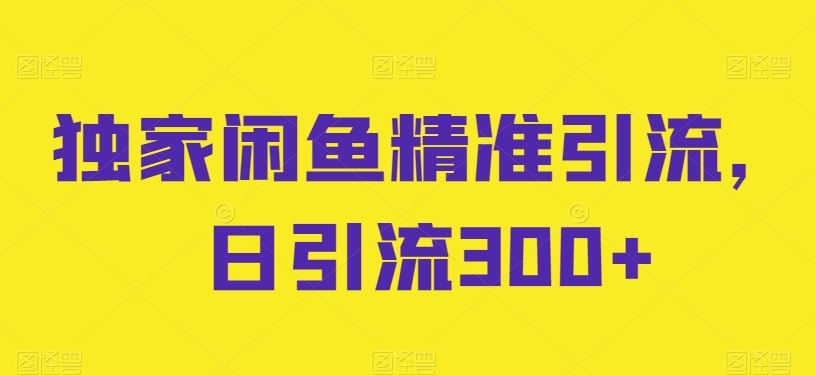 独家闲鱼精准引流，日引流300+【揭秘】-东升网创