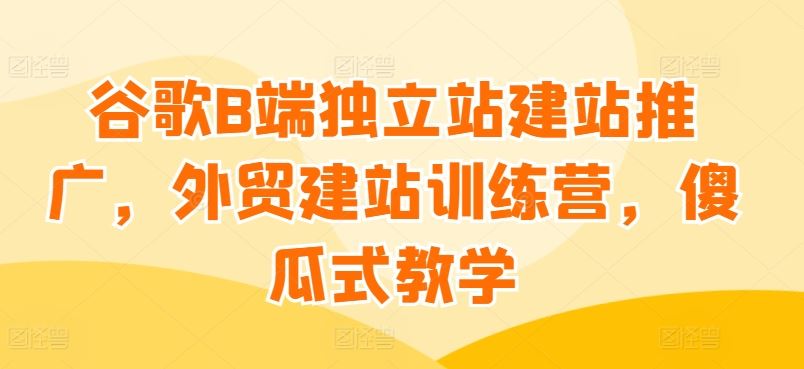 谷歌B端独立站建站推广，外贸建站训练营，傻瓜式教学-东升网创