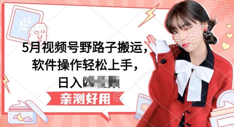 5月视频号野路子搬运，软件操作轻松上手，日入三位数【揭秘】-东升网创