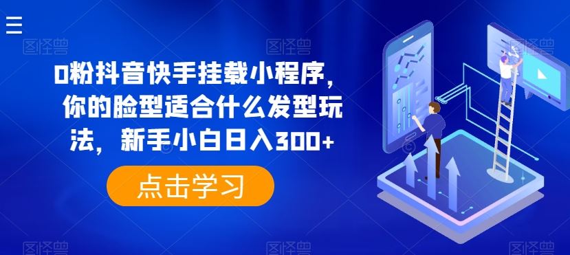 0粉抖音快手挂载小程序，你的脸型适合什么发型玩法，新手小白日入300+【揭秘】-东升网创