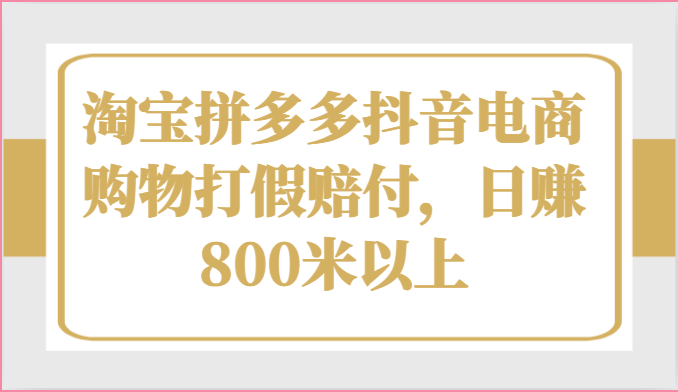 淘宝拼多多抖音电商购物打假赔付，日赚800米以上-东升网创