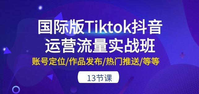 国际版Tiktok抖音运营流量实战班：账号定位/作品发布/热门推送/等等-13节-东升网创