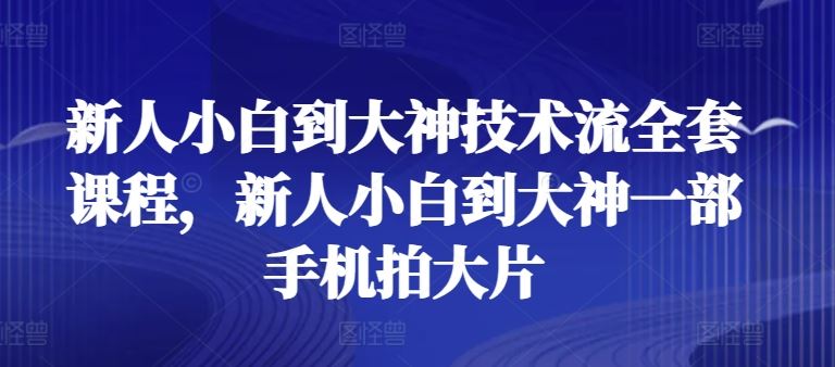 新人小白到大神技术流全套课程，新人小白到大神一部手机拍大片-东升网创