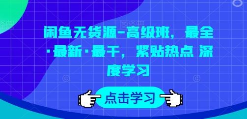 闲鱼无货源-高级班，最全·最新·最干，紧贴热点 深度学习-东升网创
