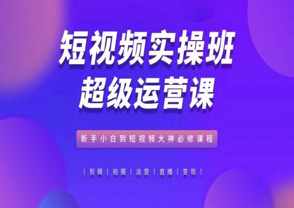 短视频实操班超级运营课，新手小白到短视频大神必修课程-东升网创