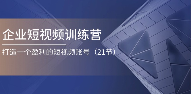 企业短视频训练营：打造一个盈利的短视频账号（21节）-东升网创