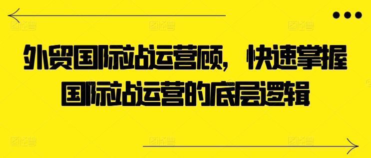 外贸国际站运营顾问，快速掌握国际站运营的底层逻辑-东升网创