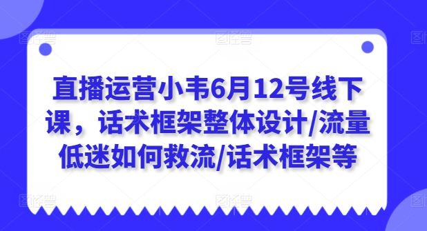 直播运营小韦6月12号线下课，话术框架整体设计/流量低迷如何救流/话术框架等-东升网创