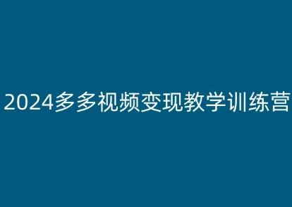 2024多多视频变现教学训练营，新手保姆级教程，适合新手小白-东升网创