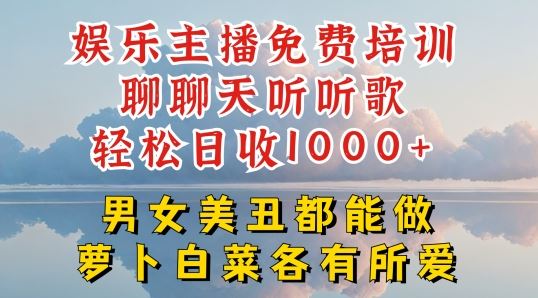 娱乐主播免费培训聊聊天听听歌轻松日收1K+，男女美丑都能做萝卜白菜各有所爱【揭秘】-东升网创