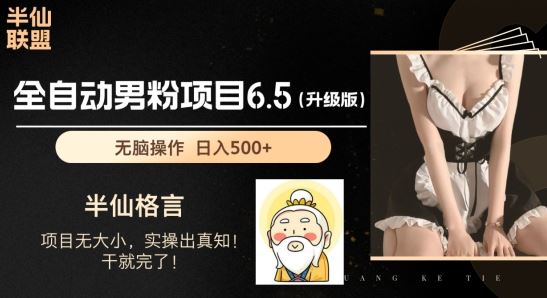 男粉项目6.5升级版，全自动男粉项目，日收入1K+【揭秘】-东升网创