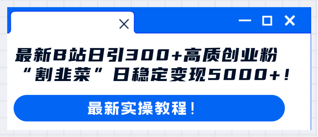 （8216期）最新B站日引300+高质创业粉教程！“割韭菜”日稳定变现5000+！-东升网创