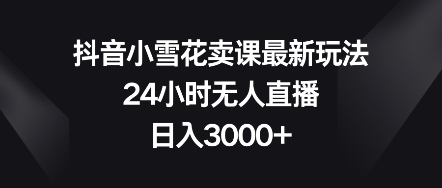 （8322期）抖音小雪花卖课最新玩法，24小时无人直播，日入3000+-东升网创