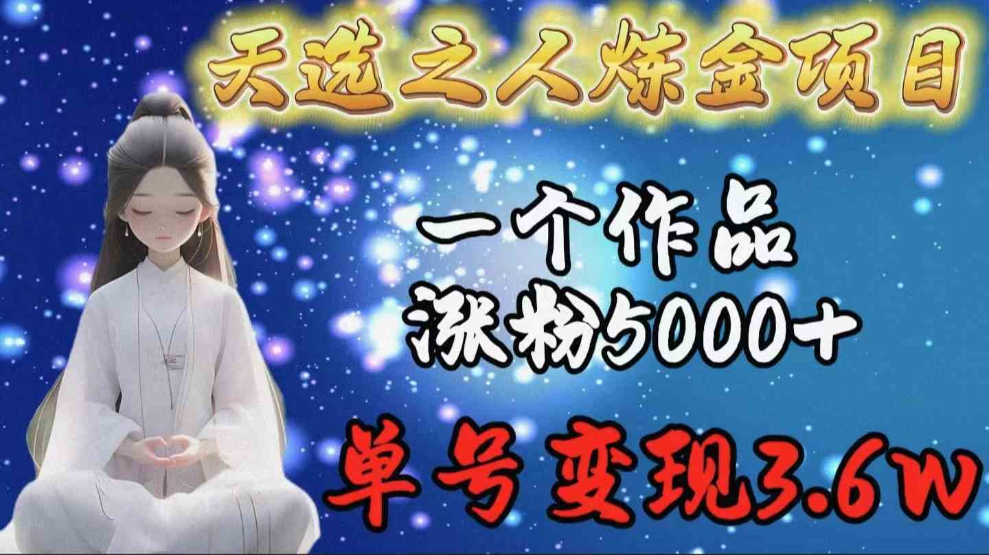（9693期）天选之人炼金项目，一个作品涨粉5000+，单号变现3.6w-东升网创
