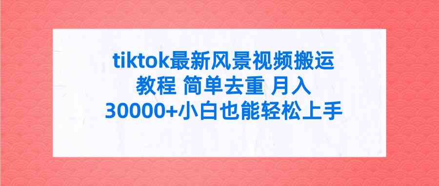 （9804期）tiktok最新风景视频搬运教程 简单去重 月入30000+附全套工具-东升网创