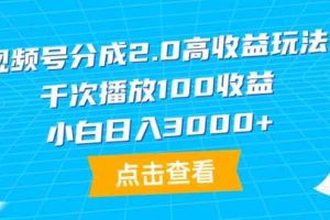 （9716期）视频号分成2.0高收益玩法，千次播放100收益，小白日入3000+-东升网创