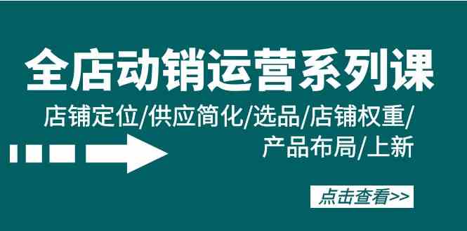（9845期）全店·动销运营系列课：店铺定位/供应简化/选品/店铺权重/产品布局/上新-东升网创