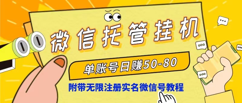（10217期）微信托管挂机，单号日赚50-80，项目操作简单（附无限注册实名微信号教程）-东升网创