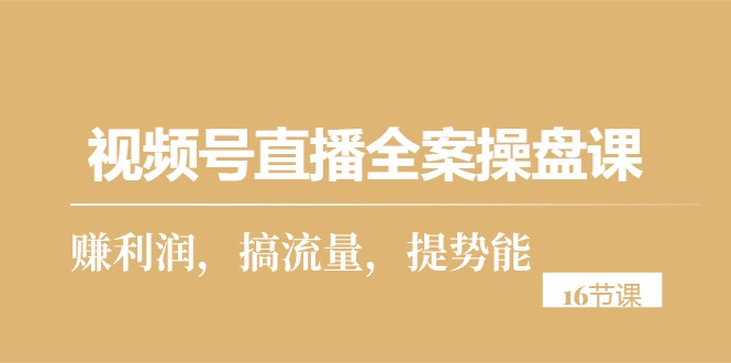 （10207期）视频号直播全案操盘课，赚利润，搞流量，提势能（16节课）-东升网创