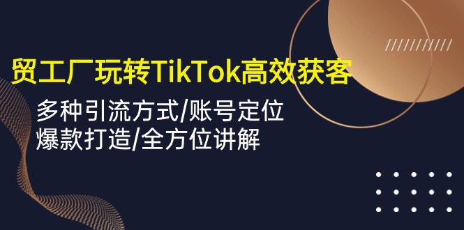 （10302期）外贸工厂玩转TikTok高效获客，多种引流方式/账号定位/爆款打造/全方位讲解-东升网创