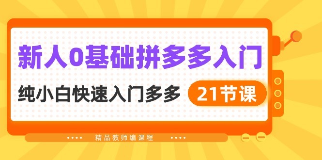 （10299期）新人0基础拼多多入门，​纯小白快速入门多多（21节课）-东升网创