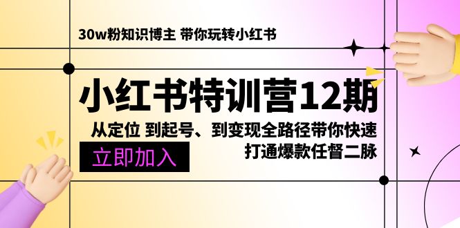 （10666期）小红书特训营12期：从定位 到起号、到变现全路径带你快速打通爆款任督二脉-东升网创