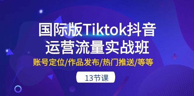 （10712期）国际版Tiktok抖音运营流量实战班：账号定位/作品发布/热门推送/等等-13节-东升网创