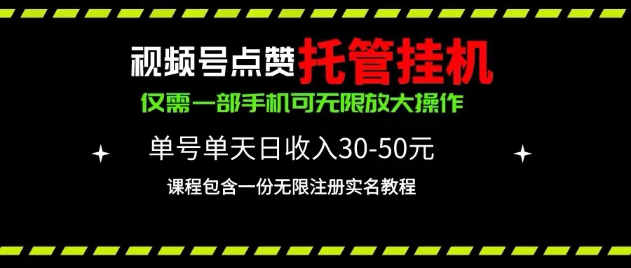 （10644期）视频号点赞托管挂机，单号单天利润30~50，一部手机无限放大（附带无限…-东升网创