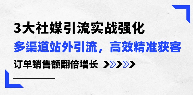 （10563期）3大社媒引流实操强化，多渠道站外引流/高效精准获客/订单销售额翻倍增长-东升网创