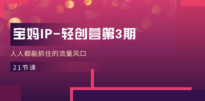 （11042期）宝妈IP-轻创营第3期，人人都能抓住的流量风口（21节课）-东升网创