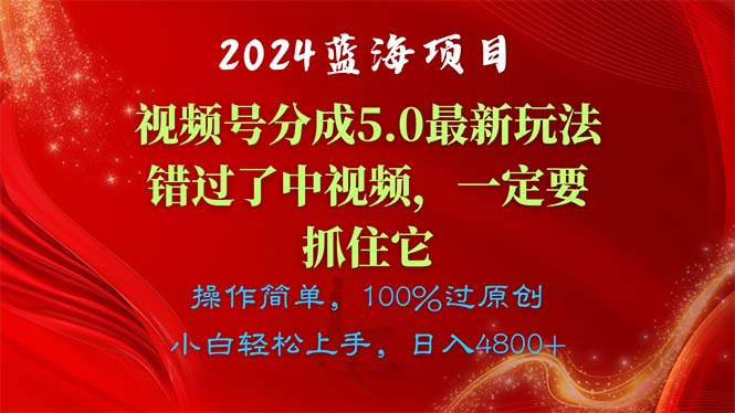 （11032期）2024蓝海项目，视频号分成计划5.0最新玩法，错过了中视频，一定要抓住…-东升网创