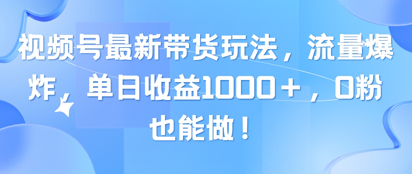 （10858期）视频号最新带货玩法，流量爆炸，单日收益1000＋，0粉也能做！-东升网创