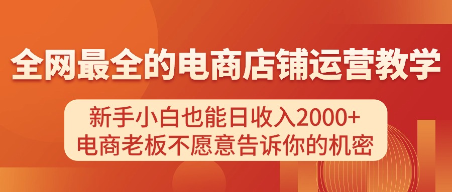 （11266期）电商店铺运营教学，新手小白也能日收入2000+，电商老板不愿意告诉你的机密-东升网创
